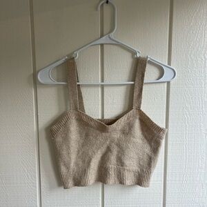 Forever 21 Tan Ribbed Crop Tank Top